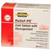Hart Health Relief-PE Cold Tablets with Decongestant - 50 packs of 2 tablets